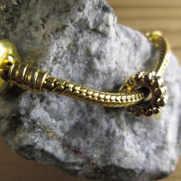 Gold Plated Sterling Silver Beaded European Charm with Crystals - Picture 2 of 6